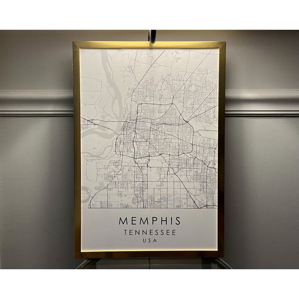 Physical Product! Memphis, TN Framed Minimalist Map of Memphis, Tennessee
